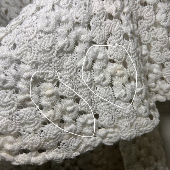 T Bags Crochet Knit Top Womens XS White Lace Up Bell Sleeve Cover Up Boho Resort - Picture 4 of 8